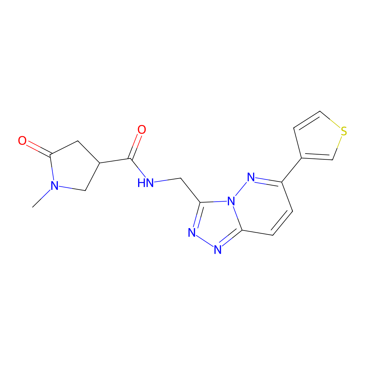 1-methyl-5-oxo-N-{[6-(thiophen-3-yl)-[1,2,4]triazolo[4,3-b]pyridazin-3-yl]methyl}pyrrolidine-3-carboxamide molecular structure, CAS 1903631-67-3
