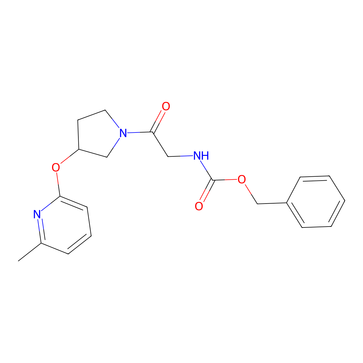 Benzyl (2-(3-((6-methylpyridin-2-yl)oxy)pyrrolidin-1-yl)-2-oxoethyl)carbamate molecular structure, CAS 1903633-05-5