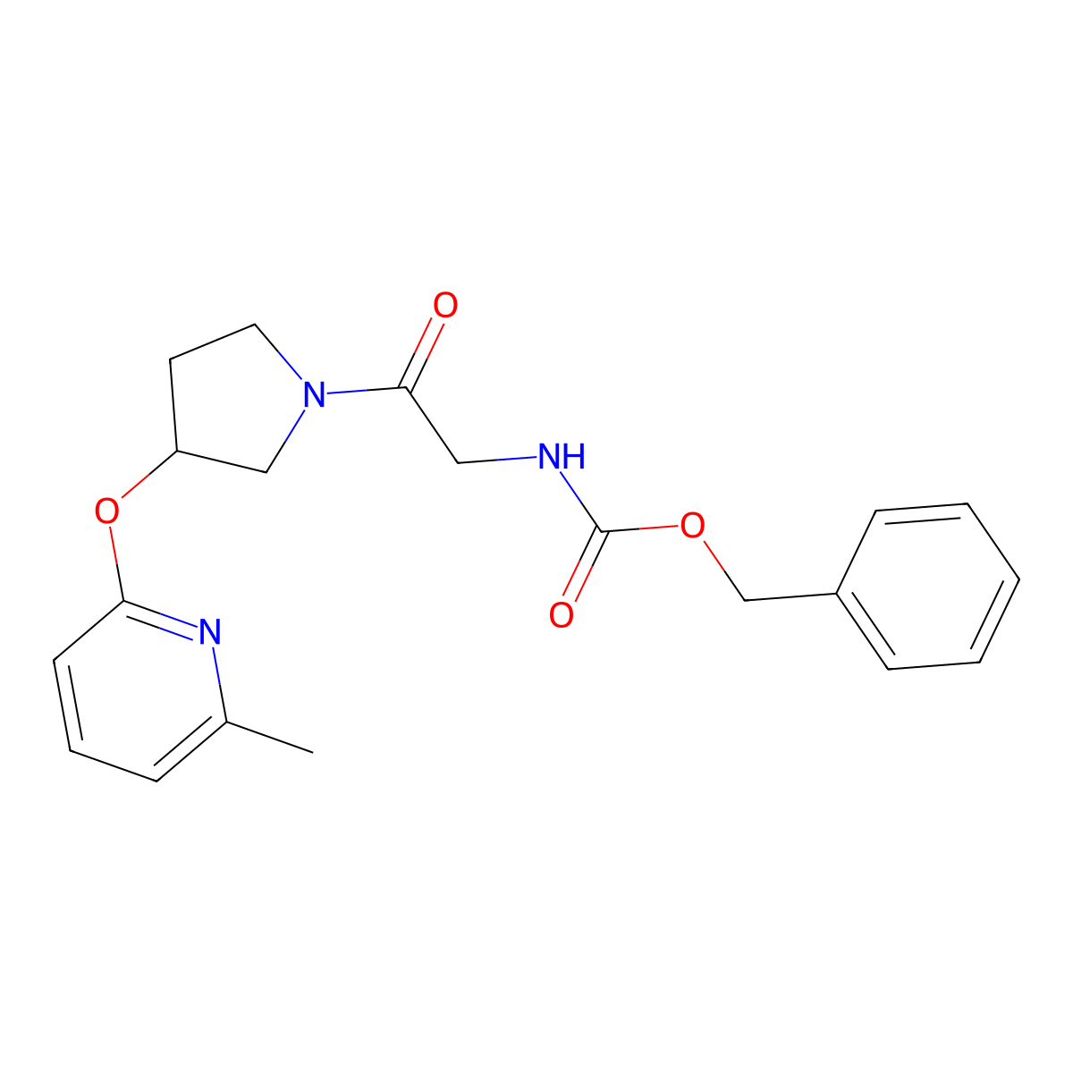 Benzyl (2-(3-((6-methylpyridin-2-yl)oxy)pyrrolidin-1-yl)-2-oxoethyl)carbamate molecular structure, CAS 1903633-05-5