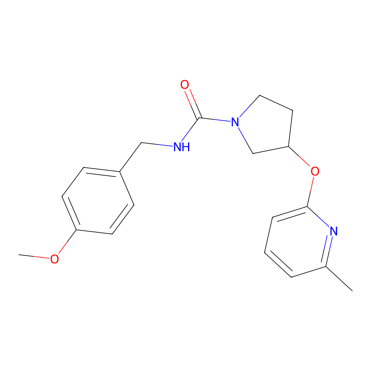 N-(4-methoxybenzyl)-3-((6-methylpyridin-2-yl)oxy)pyrrolidine-1-carboxamide molecular structure, CAS 1903633-18-0