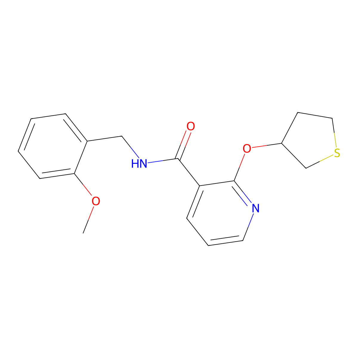N-(2-methoxybenzyl)-2-((tetrahydrothiophen-3-yl)oxy)nicotinamide molecular structure, CAS 1903634-10-5