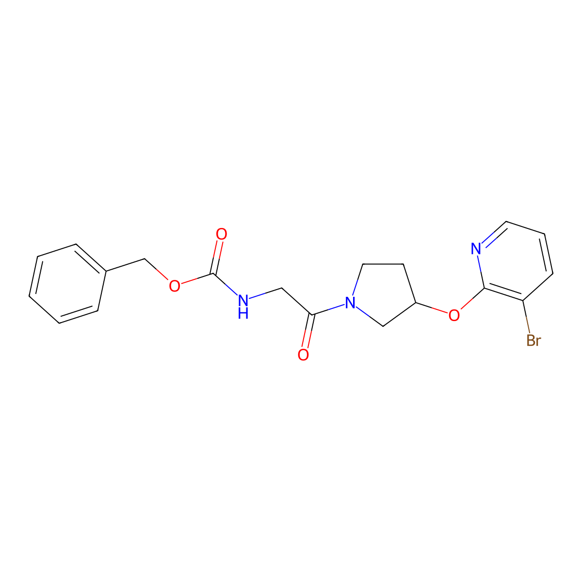 benzyl N-(2-{3-[(3-bromopyridin-2-yl)oxy]pyrrolidin-1-yl}-2-oxoethyl)carbamate molecular structure, CAS 1903634-78-5