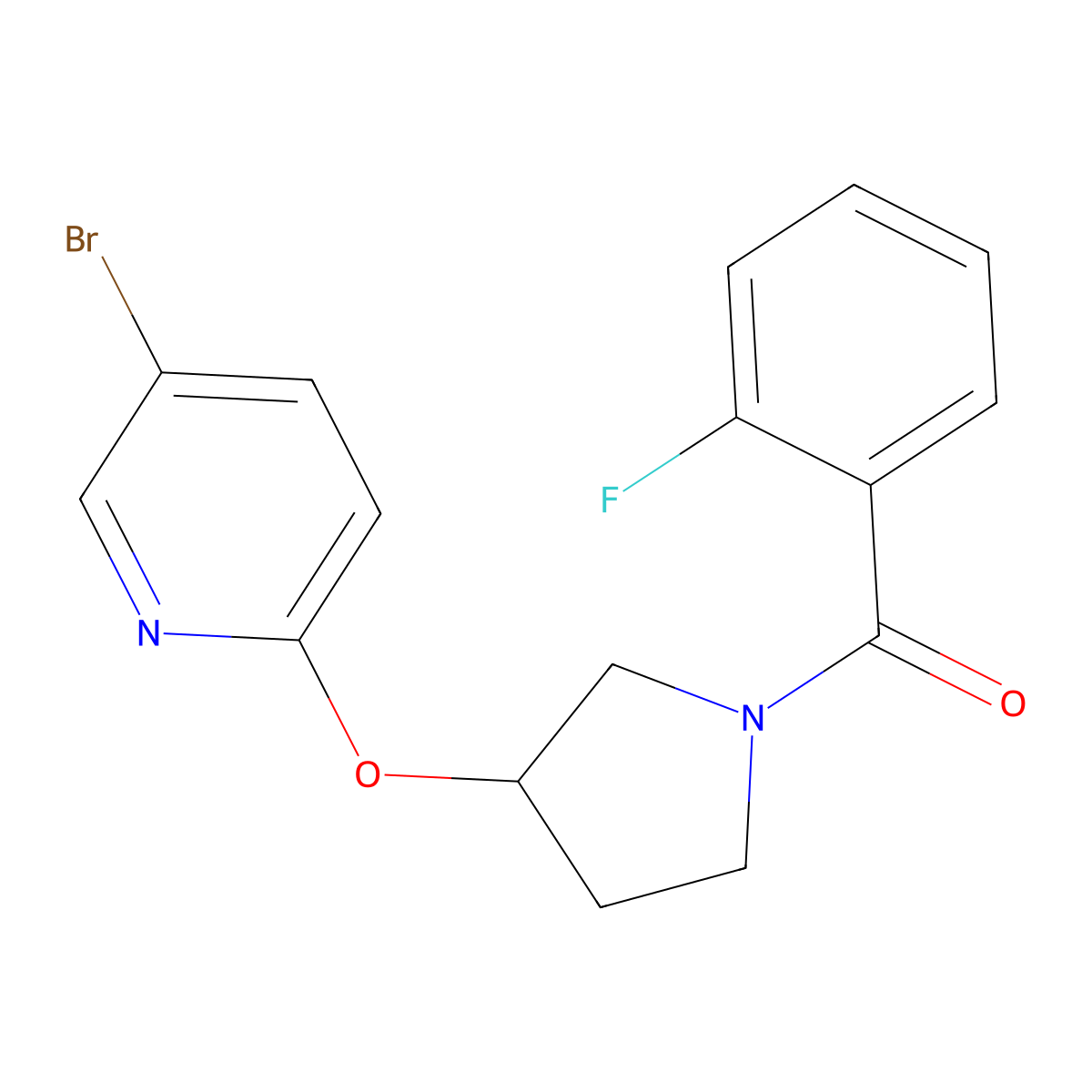 (3-((5-Bromopyridin-2-yl)oxy)pyrrolidin-1-yl)(2-fluorophenyl)methanone molecular structure, CAS 1903635-46-0
