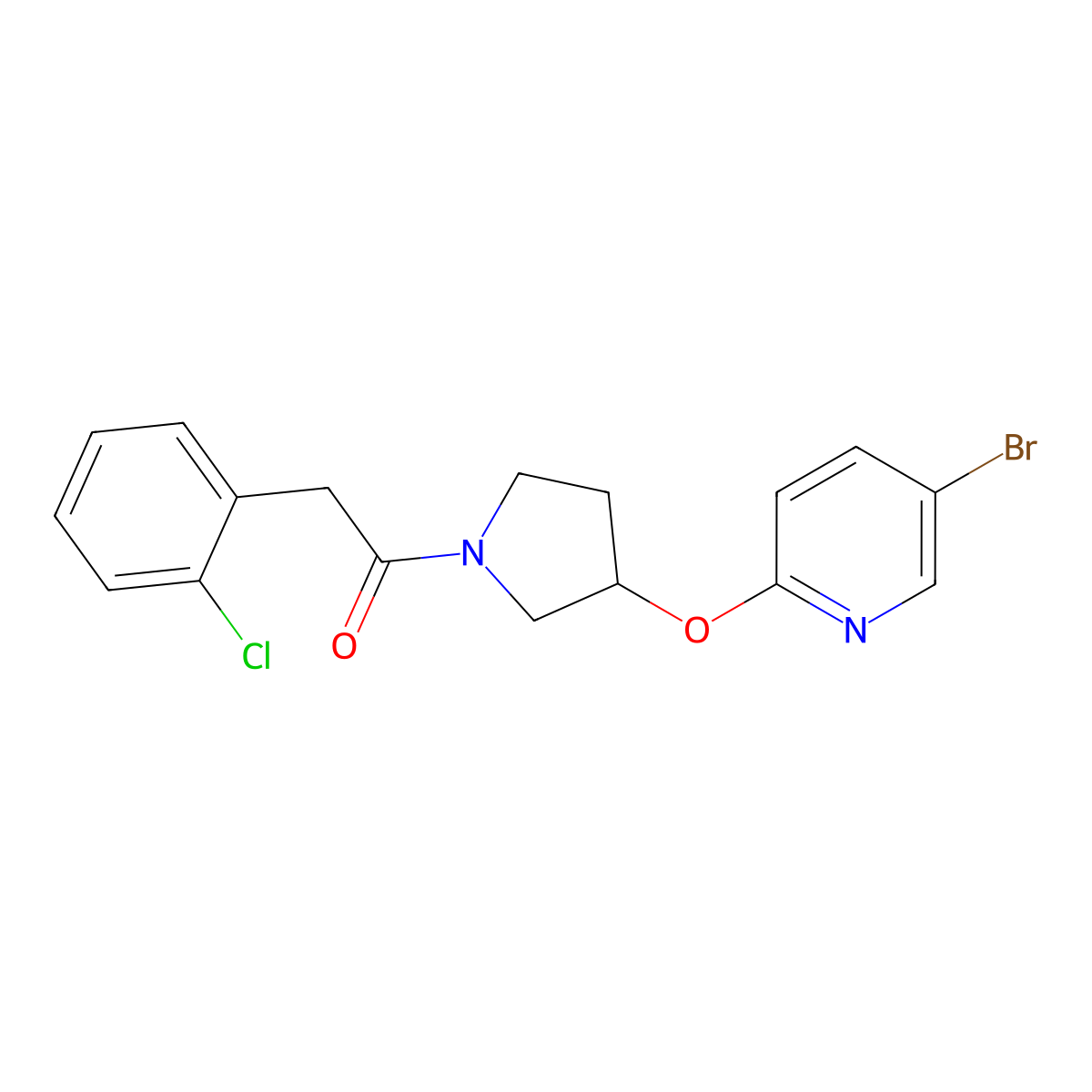 1-(3-((5-Bromopyridin-2-yl)oxy)pyrrolidin-1-yl)-2-(2-chlorophenyl)ethanone molecular structure, CAS 1903635-73-3