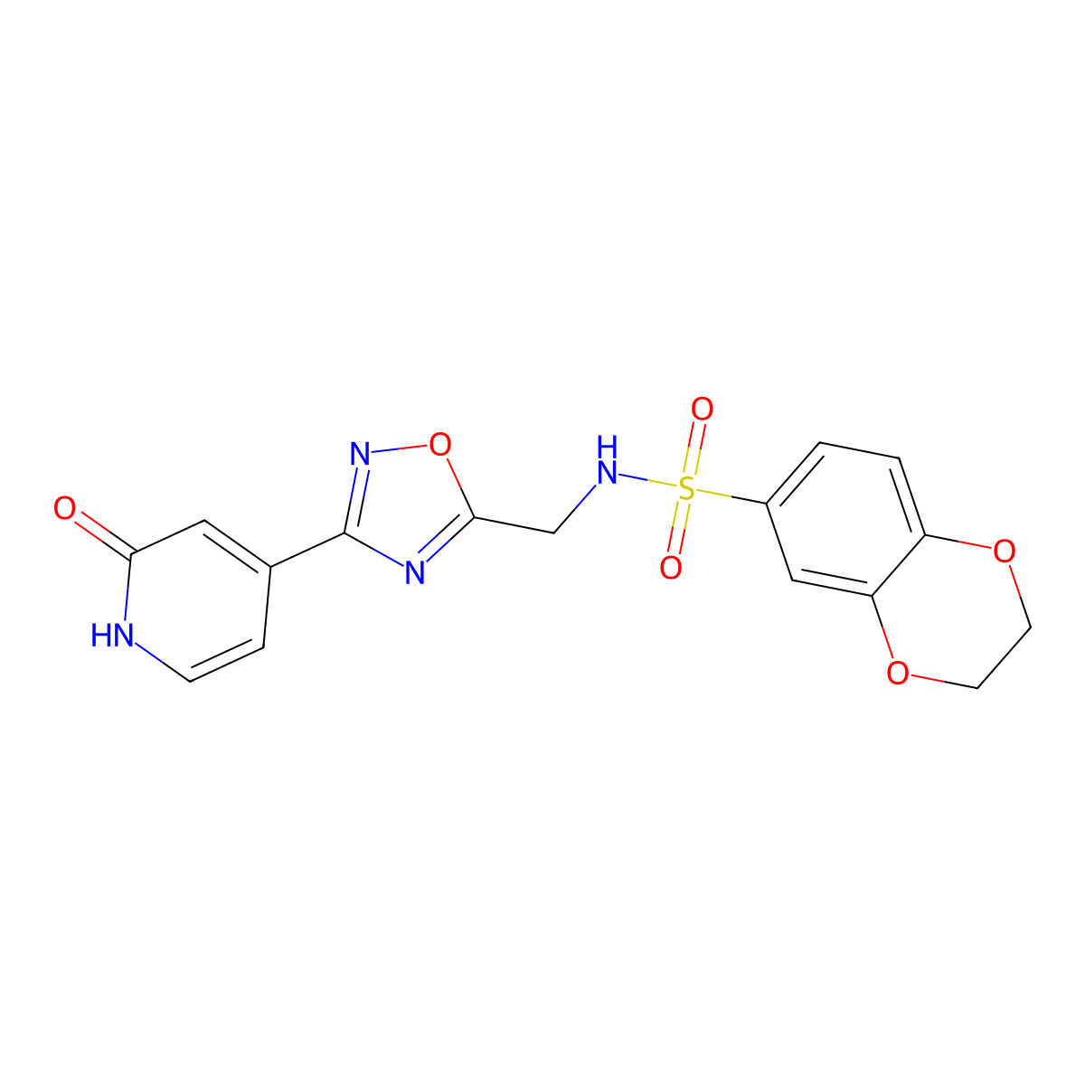 N-((3-(2-oxo-1,2-dihydropyridin-4-yl)-1,2,4-oxadiazol-5-yl)methyl)-2,3-dihydrobenzo[b][1,4]dioxine-6-sulfonamide molecular structure, CAS 1903635-81-3