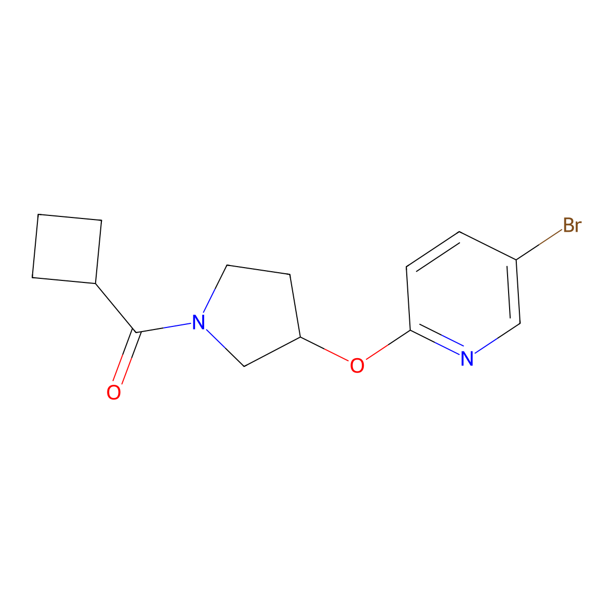 (3-((5-Bromopyridin-2-yl)oxy)pyrrolidin-1-yl)(cyclobutyl)methanone molecular structure, CAS 1903635-89-1