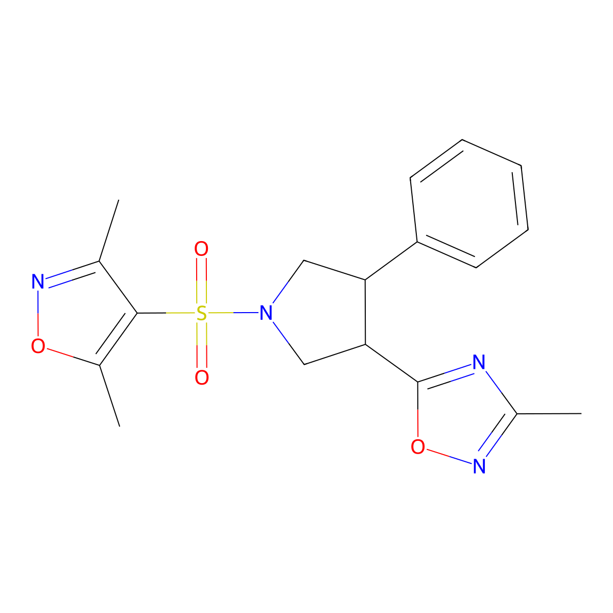 5-(1-((3,5-Dimethylisoxazol-4-yl)sulfonyl)-4-phenylpyrrolidin-3-yl)-3-methyl-1,2,4-oxadiazole molecular structure, CAS 1903636-48-5