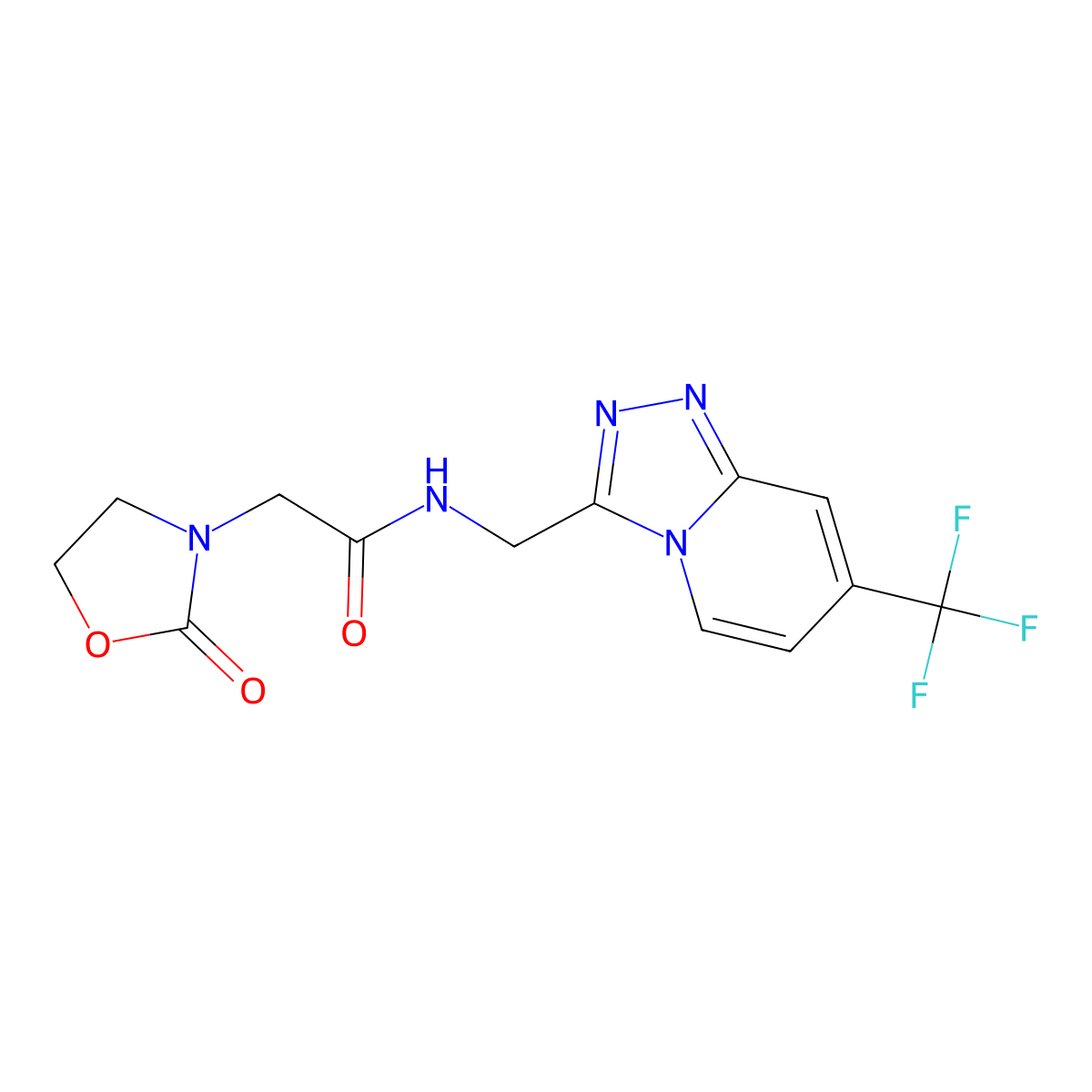 2-(2-oxooxazolidin-3-yl)-N-((7-(trifluoromethyl)-[1,2,4]triazolo[4,3-a]pyridin-3-yl)methyl)acetamide molecular structure, CAS 1903636-51-0