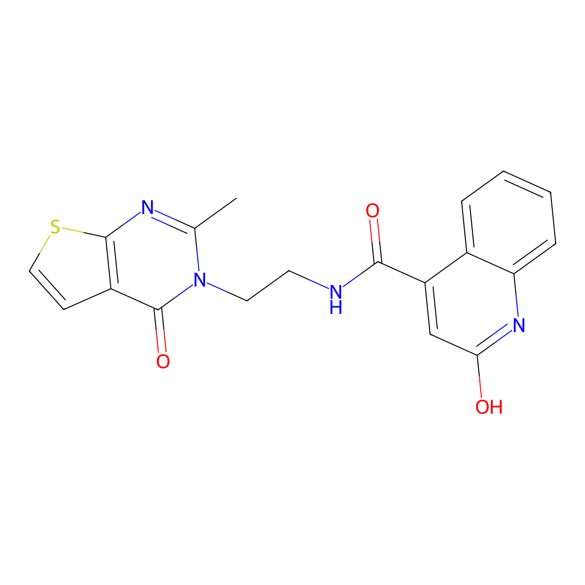 2-hydroxy-N-(2-(2-methyl-4-oxothieno[2,3-d]pyrimidin-3(4H)-yl)ethyl)quinoline-4-carboxamide molecular structure, CAS 1903636-75-8