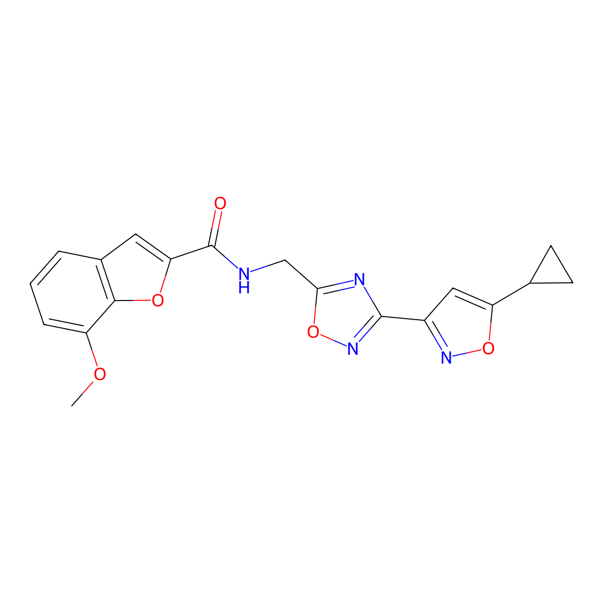 N-((3-(5-cyclopropylisoxazol-3-yl)-1,2,4-oxadiazol-5-yl)methyl)-7-methoxybenzofuran-2-carboxamide molecular structure, CAS 1903637-78-4