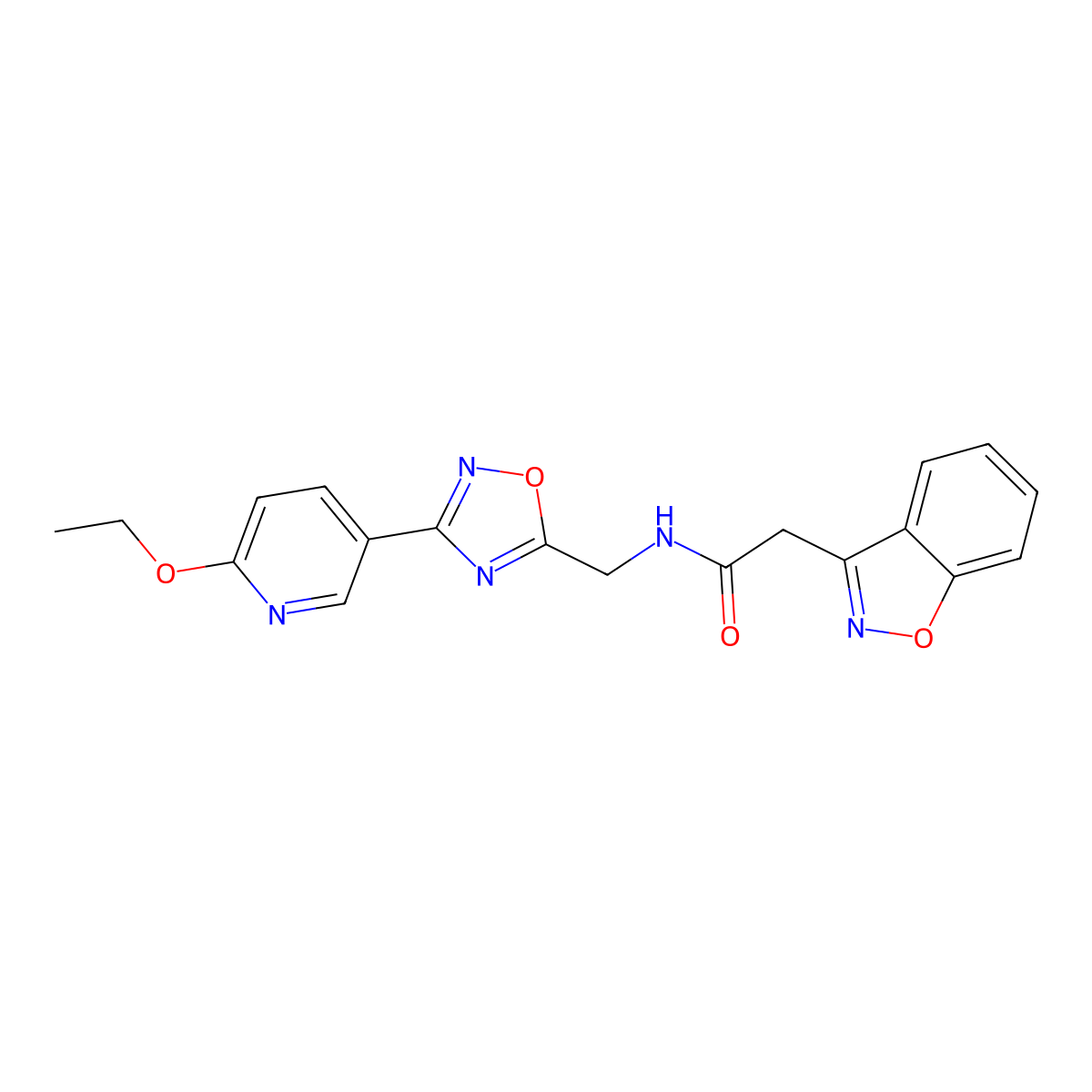 2-(benzo[d]isoxazol-3-yl)-N-((3-(6-ethoxypyridin-3-yl)-1,2,4-oxadiazol-5-yl)methyl)acetamide molecular structure, CAS 1903637-99-9