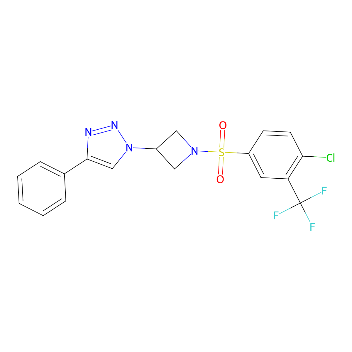 1-(1-((4-chloro-3-(trifluoromethyl)phenyl)sulfonyl)azetidin-3-yl)-4-phenyl-1H-1,2,3-triazole molecular structure, CAS 1903639-19-9