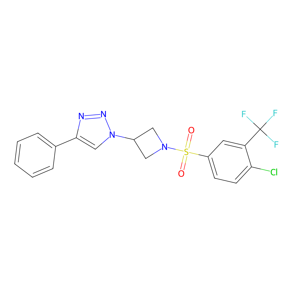 1-(1-((4-chloro-3-(trifluoromethyl)phenyl)sulfonyl)azetidin-3-yl)-4-phenyl-1H-1,2,3-triazole molecular structure, CAS 1903639-19-9
