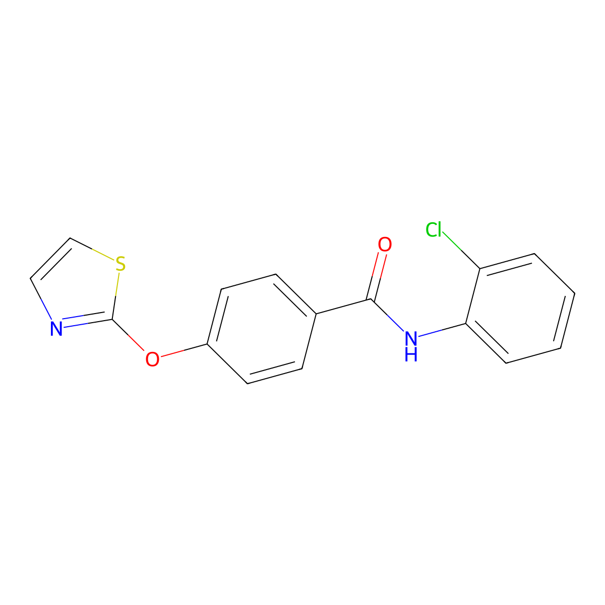 N-(2-chlorophenyl)-4-(1,3-thiazol-2-yloxy)benzamide molecular structure, CAS 1903639-45-1