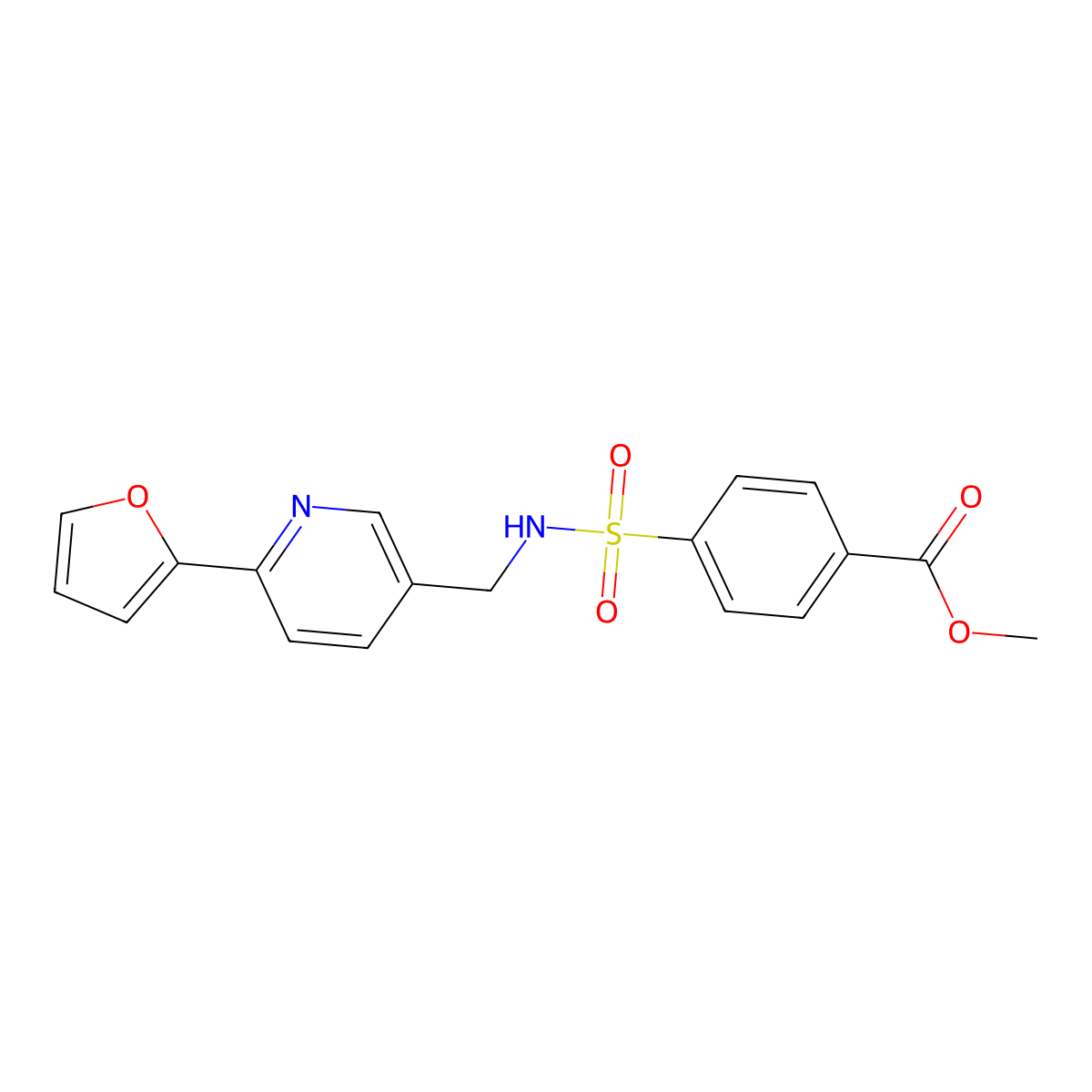 Methyl 4-({[6-(furan-2-yl)pyridin-3-yl]methyl}sulfamoyl)benzoate molecular structure, CAS 1903640-55-0