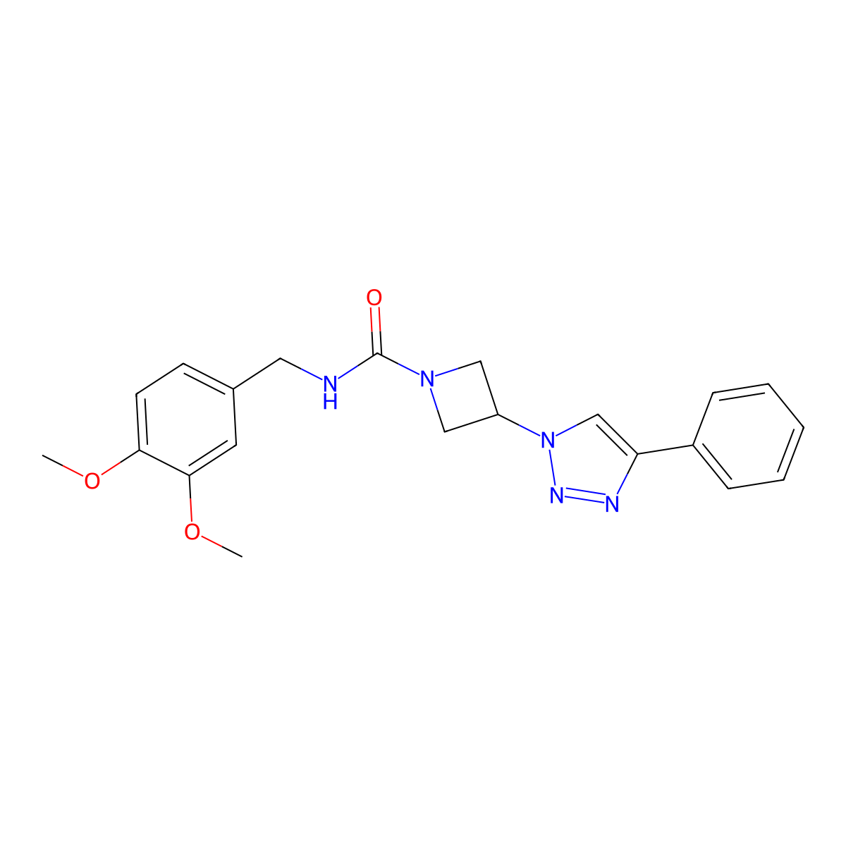 N-(3,4-dimethoxybenzyl)-3-(4-phenyl-1H-1,2,3-triazol-1-yl)azetidine-1-carboxamide molecular structure, CAS 1903647-94-8