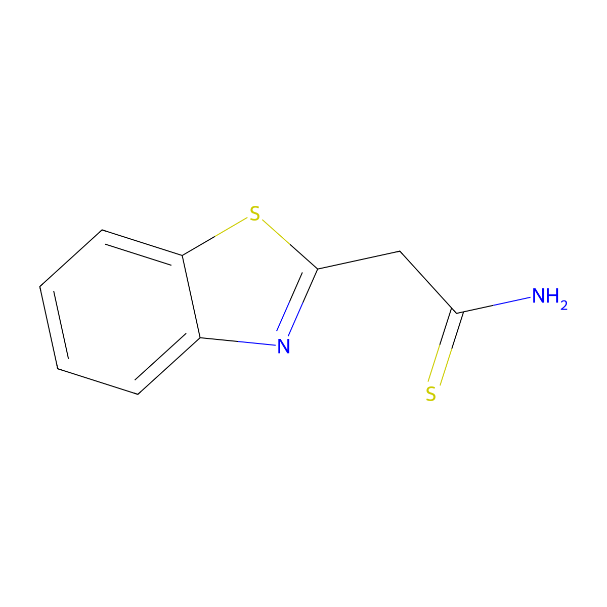 2-Benzothiazoleethanethioamide molecular structure, CAS 190365-96-9