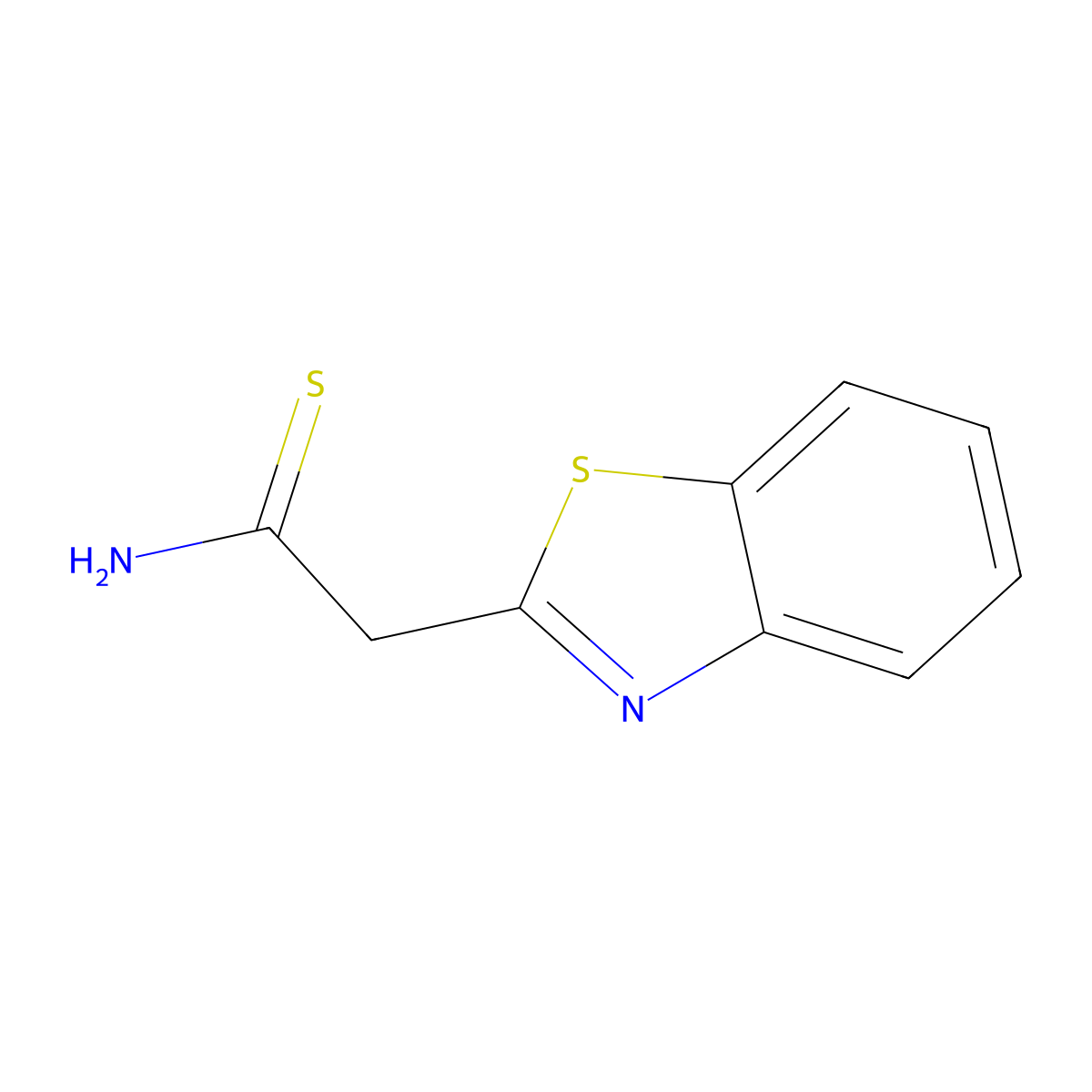 2-Benzothiazoleethanethioamide molecular structure, CAS 190365-96-9