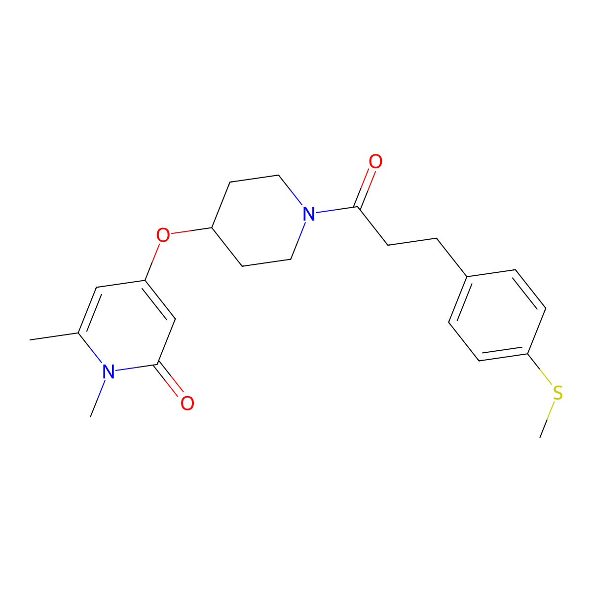1,6-dimethyl-4-((1-(3-(4-(methylthio)phenyl)propanoyl)piperidin-4-yl)oxy)pyridin-2(1H)-one molecular structure, CAS 1903650-35-0