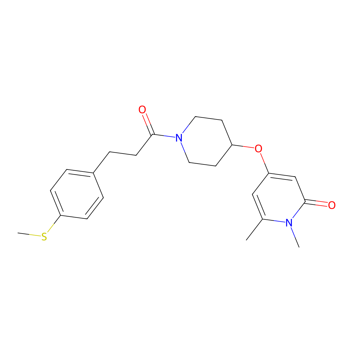 1,6-dimethyl-4-((1-(3-(4-(methylthio)phenyl)propanoyl)piperidin-4-yl)oxy)pyridin-2(1H)-one molecular structure, CAS 1903650-35-0