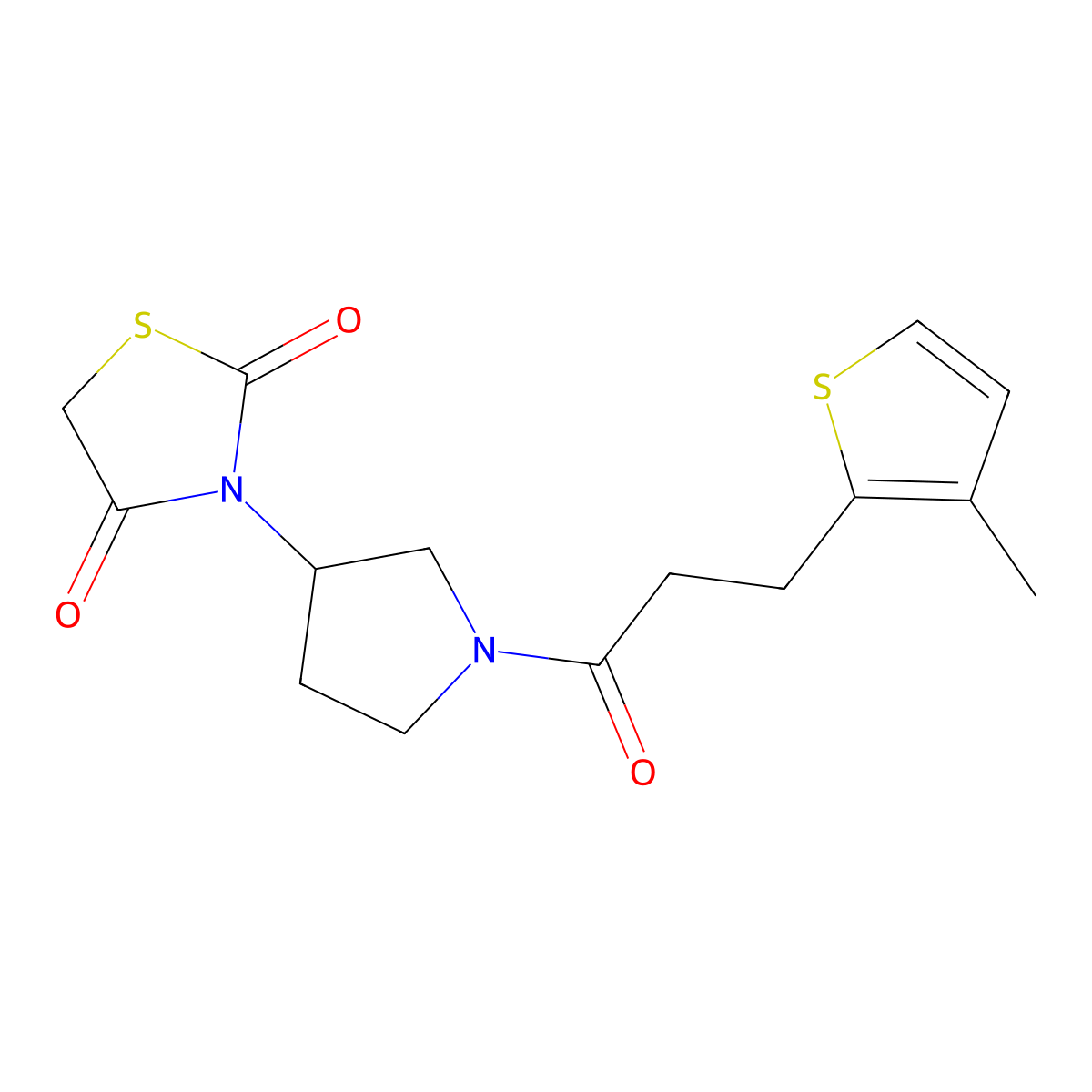 3-(1-(3-(3-Methylthiophen-2-yl)propanoyl)pyrrolidin-3-yl)thiazolidine-2,4-dione molecular structure, CAS 1903651-24-0