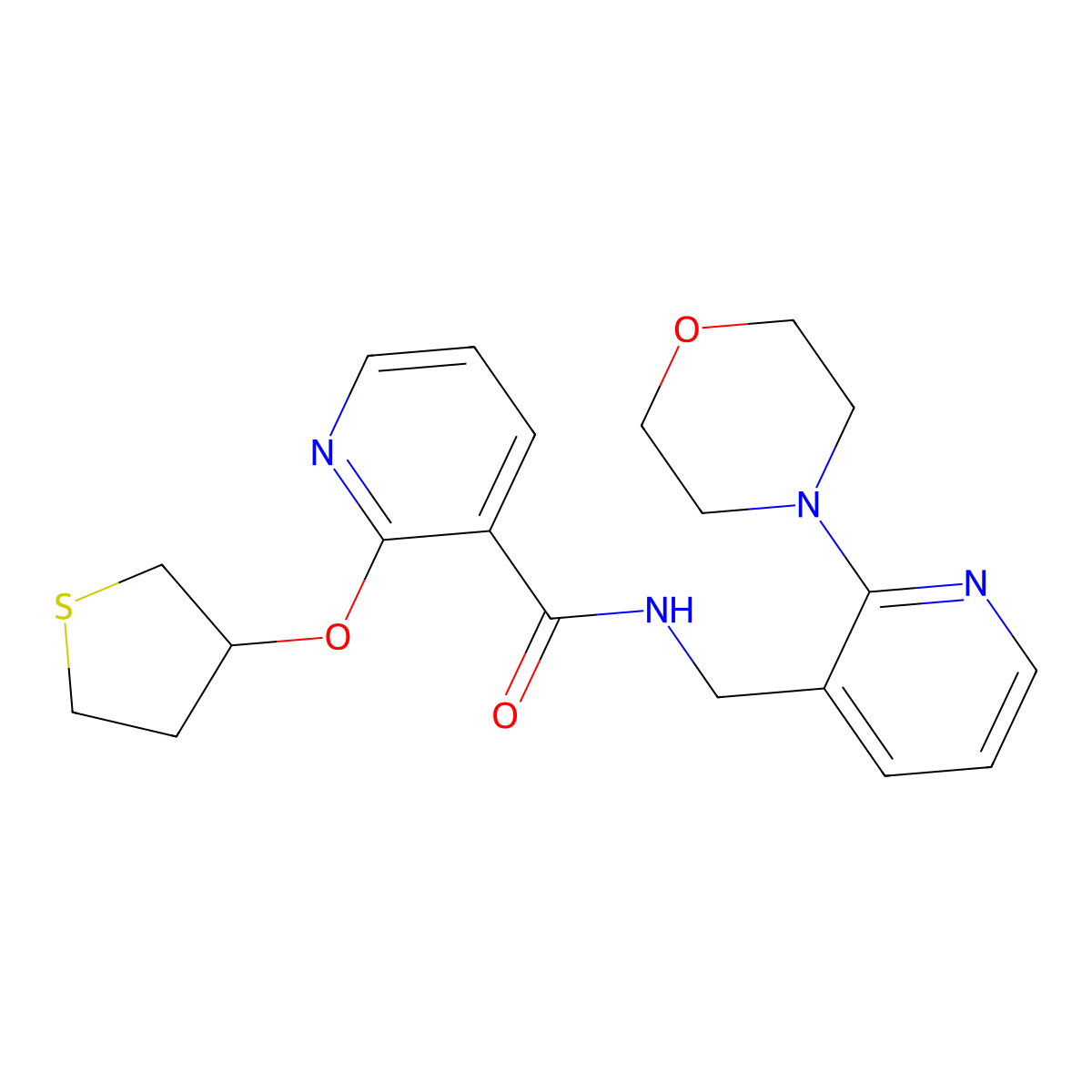 N-((2-morpholinopyridin-3-yl)methyl)-2-((tetrahydrothiophen-3-yl)oxy)nicotinamide molecular structure, CAS 1903653-59-7