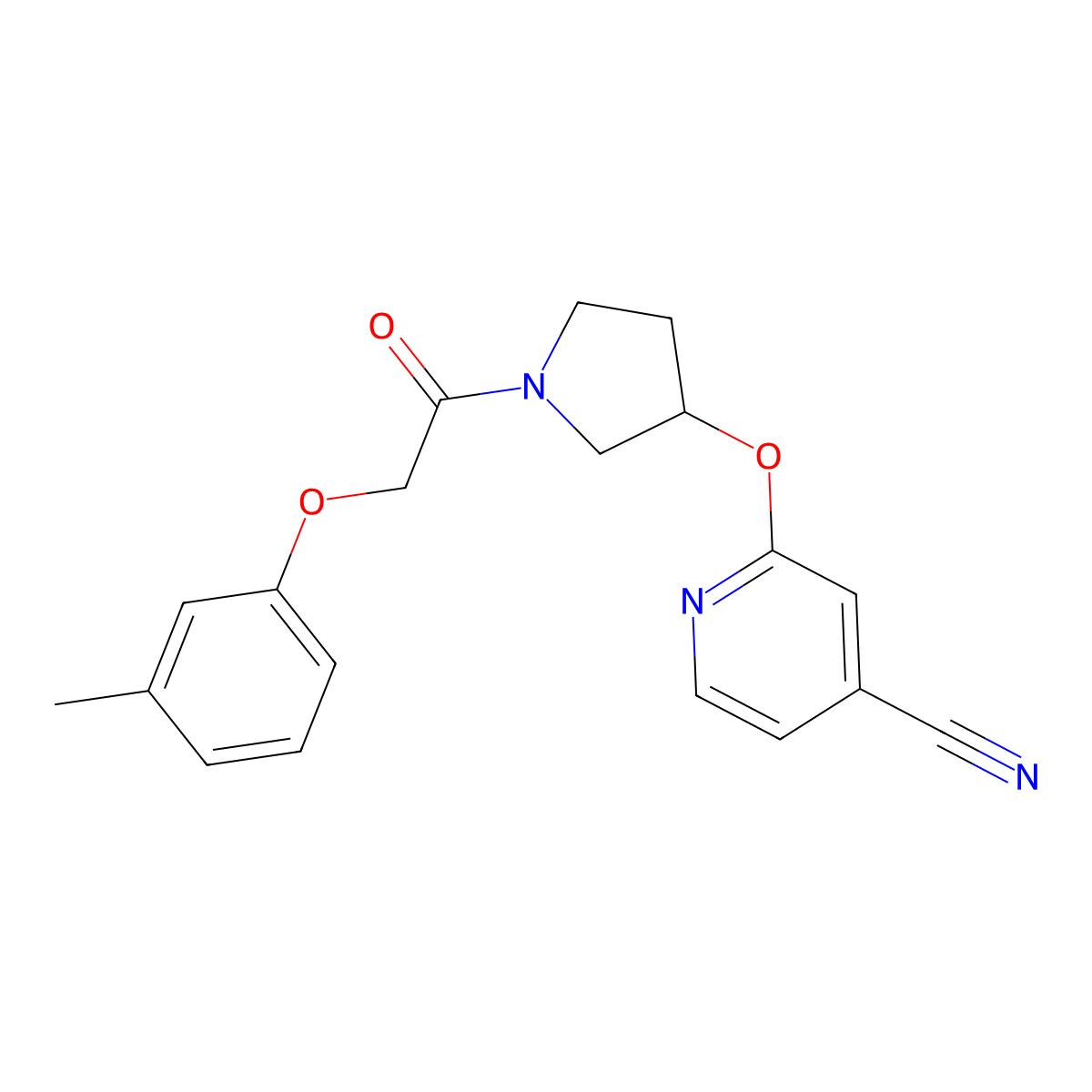 2-((1-(2-(m-Tolyloxy)acetyl)pyrrolidin-3-yl)oxy)isonicotinonitrile molecular structure, CAS 1903653-89-3