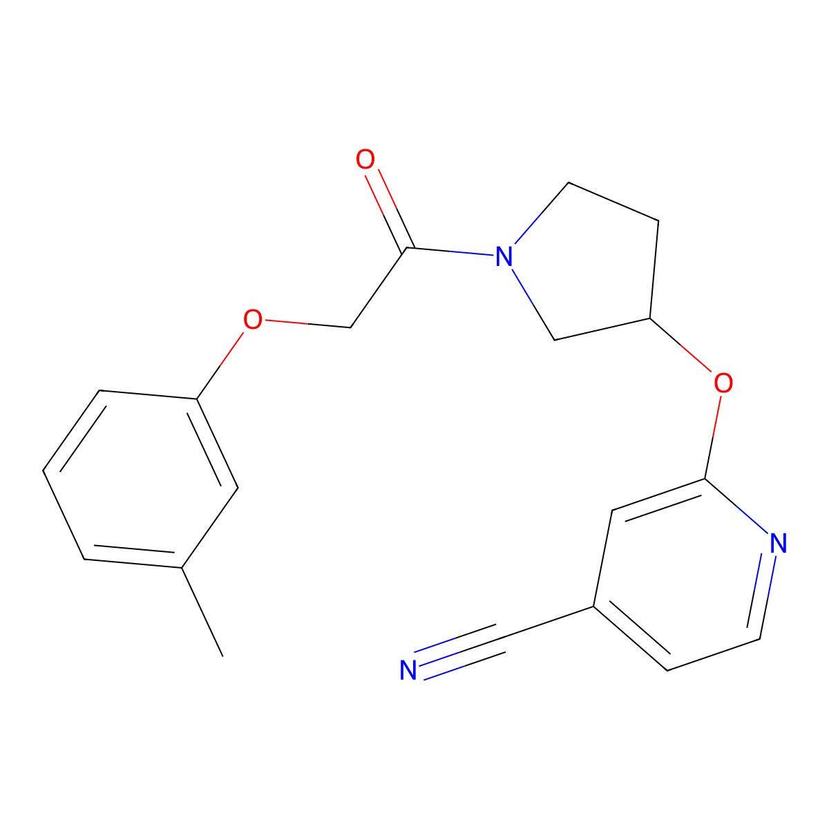 2-((1-(2-(m-Tolyloxy)acetyl)pyrrolidin-3-yl)oxy)isonicotinonitrile molecular structure, CAS 1903653-89-3