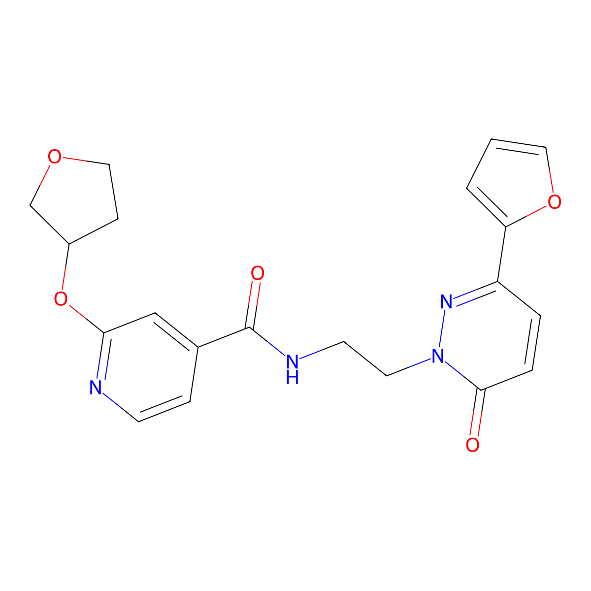 N-(2-(3-(furan-2-yl)-6-oxopyridazin-1(6H)-yl)ethyl)-2-((tetrahydrofuran-3-yl)oxy)isonicotinamide molecular structure, CAS 1903653-99-5