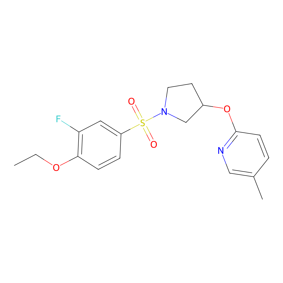 2-((1-((4-Ethoxy-3-fluorophenyl)sulfonyl)pyrrolidin-3-yl)oxy)-5-methylpyridine molecular structure, CAS 1903654-82-9