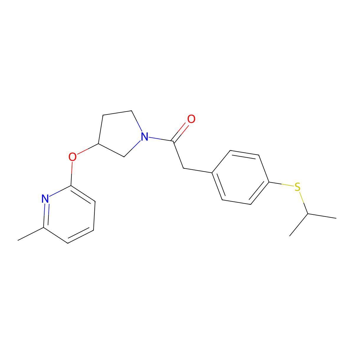 2-(4-(Isopropylthio)phenyl)-1-(3-((6-methylpyridin-2-yl)oxy)pyrrolidin-1-yl)ethanone molecular structure, CAS 1903654-83-0