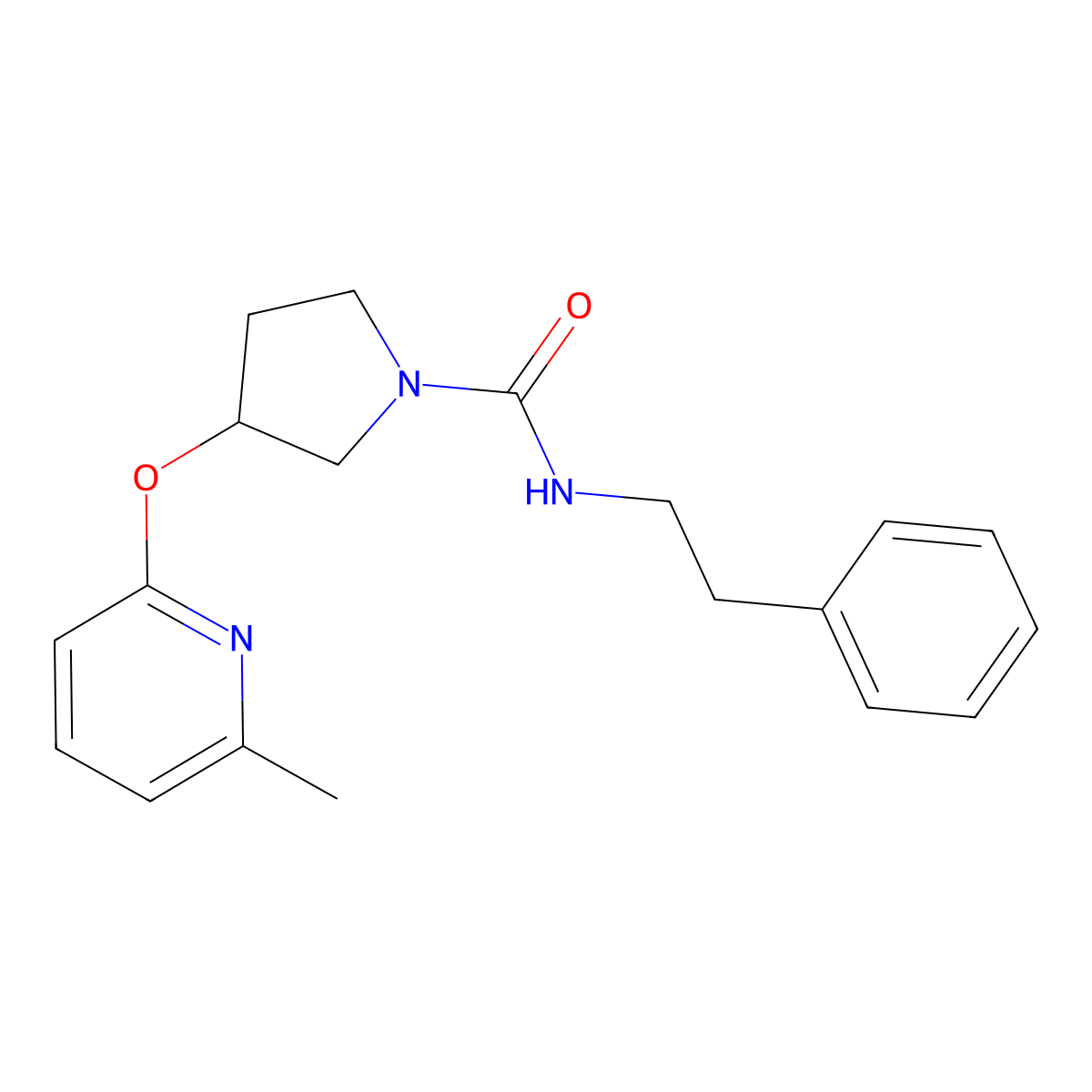3-((6-methylpyridin-2-yl)oxy)-N-phenethylpyrrolidine-1-carboxamide molecular structure, CAS 1903655-31-1