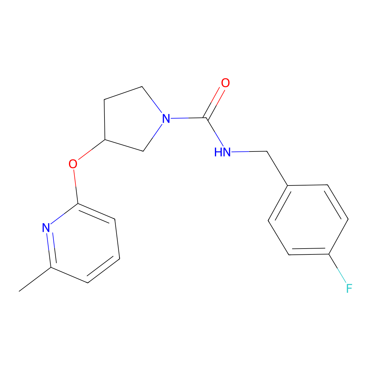N-(4-fluorobenzyl)-3-((6-methylpyridin-2-yl)oxy)pyrrolidine-1-carboxamide molecular structure, CAS 1903655-48-0