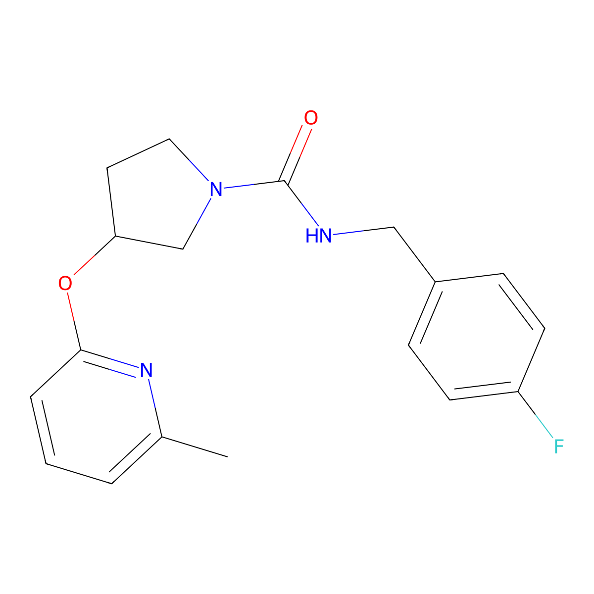 N-(4-fluorobenzyl)-3-((6-methylpyridin-2-yl)oxy)pyrrolidine-1-carboxamide molecular structure, CAS 1903655-48-0