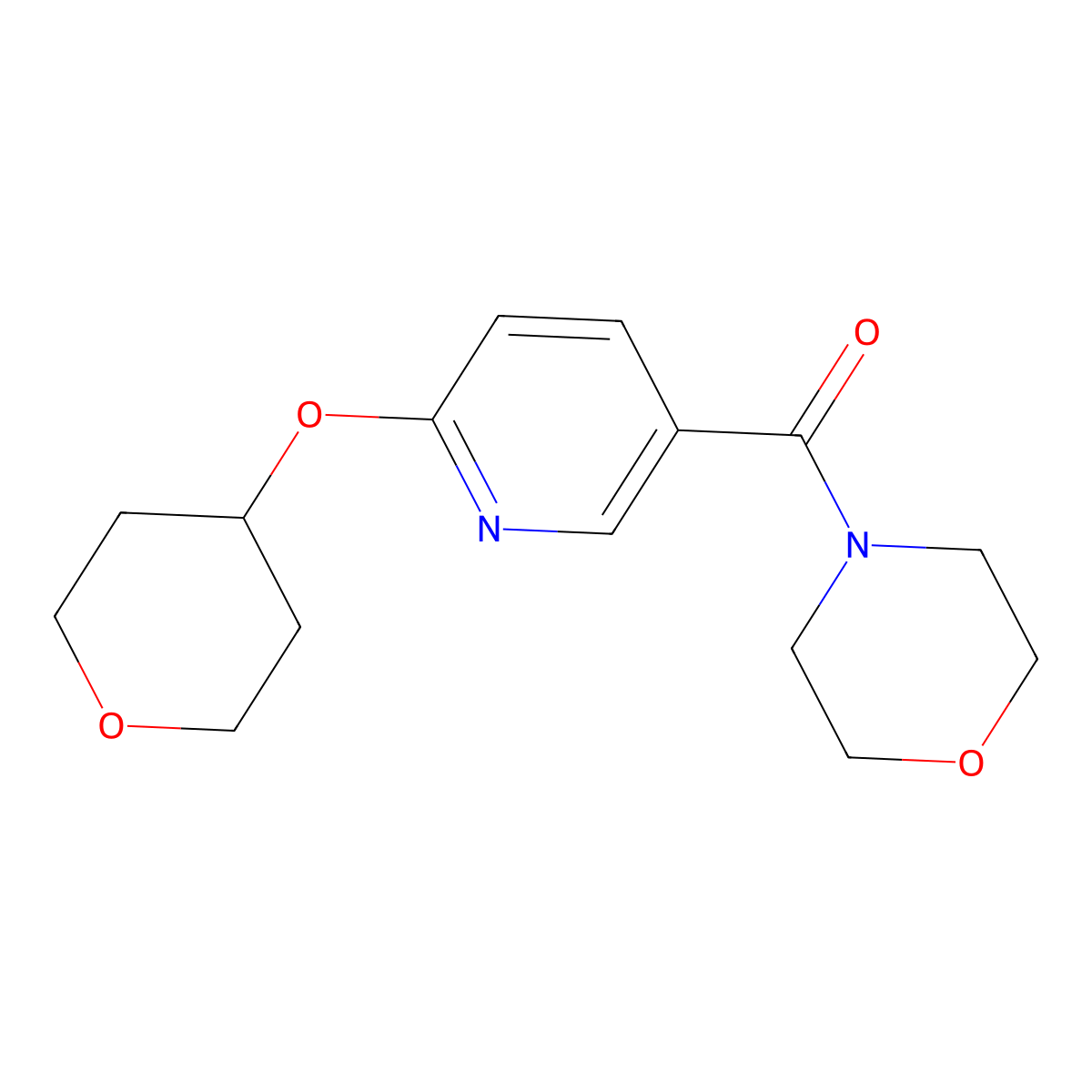 4-[6-(Oxan-4-yloxy)pyridine-3-carbonyl]morpholine molecular structure, CAS 1903655-95-7
