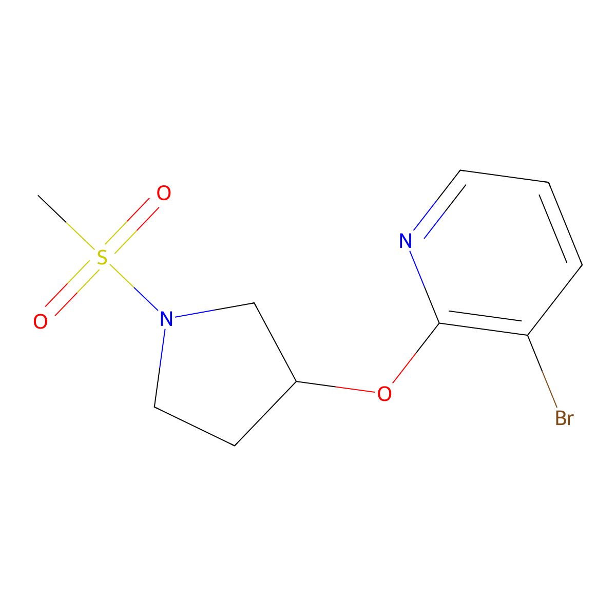3-Bromo-2-((1-(methylsulfonyl)pyrrolidin-3-yl)oxy)pyridine molecular structure, CAS 1903657-60-2