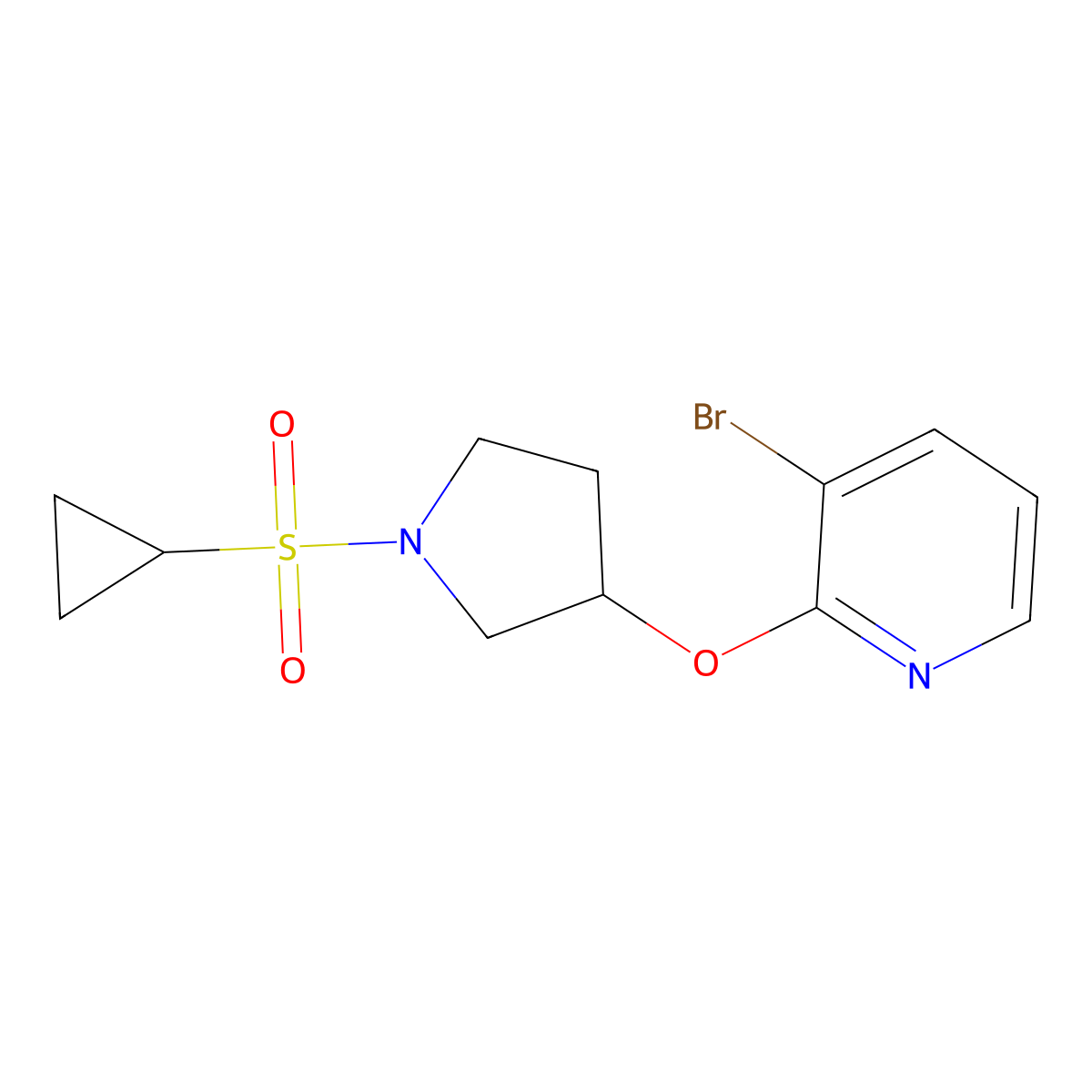 3-Bromo-2-((1-(cyclopropylsulfonyl)pyrrolidin-3-yl)oxy)pyridine molecular structure, CAS 1903658-13-8