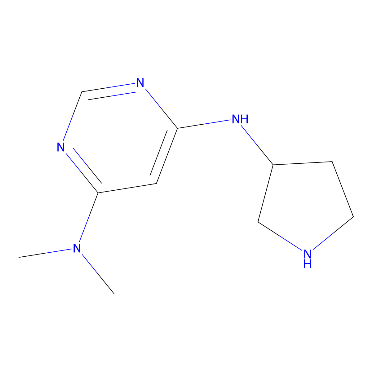 N4,N4-dimethyl-N6-(pyrrolidin-3-yl)pyrimidine-4,6-diamine molecular structure, CAS 1903665-72-4