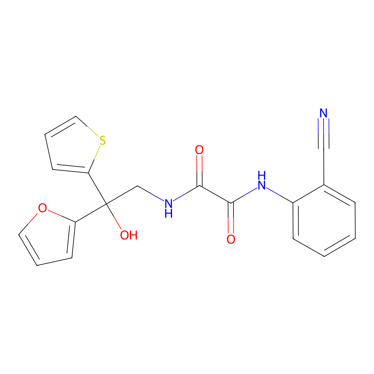 N1-(2-cyanophenyl)-N2-(2-(furan-2-yl)-2-hydroxy-2-(thiophen-2-yl)ethyl)oxalamide molecular structure, CAS 1903666-54-5