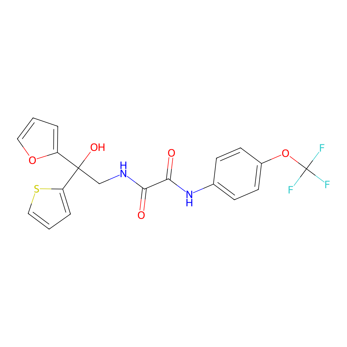 N1-(2-(furan-2-yl)-2-hydroxy-2-(thiophen-2-yl)ethyl)-N2-(4-(trifluoromethoxy)phenyl)oxalamide molecular structure, CAS 1903666-97-6