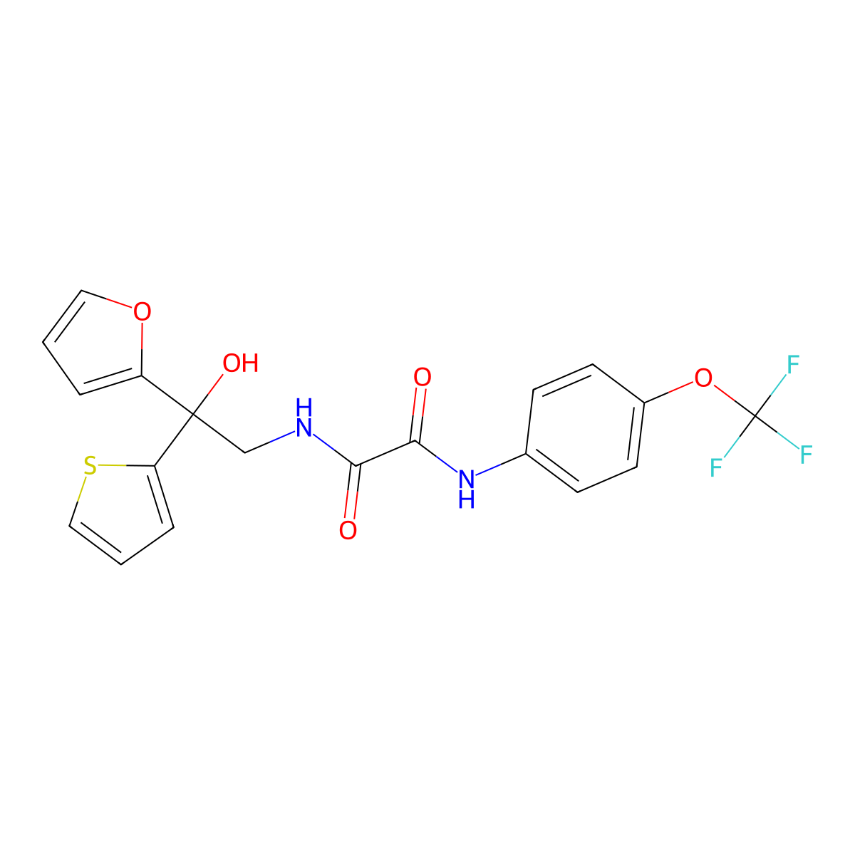 N1-(2-(furan-2-yl)-2-hydroxy-2-(thiophen-2-yl)ethyl)-N2-(4-(trifluoromethoxy)phenyl)oxalamide molecular structure, CAS 1903666-97-6