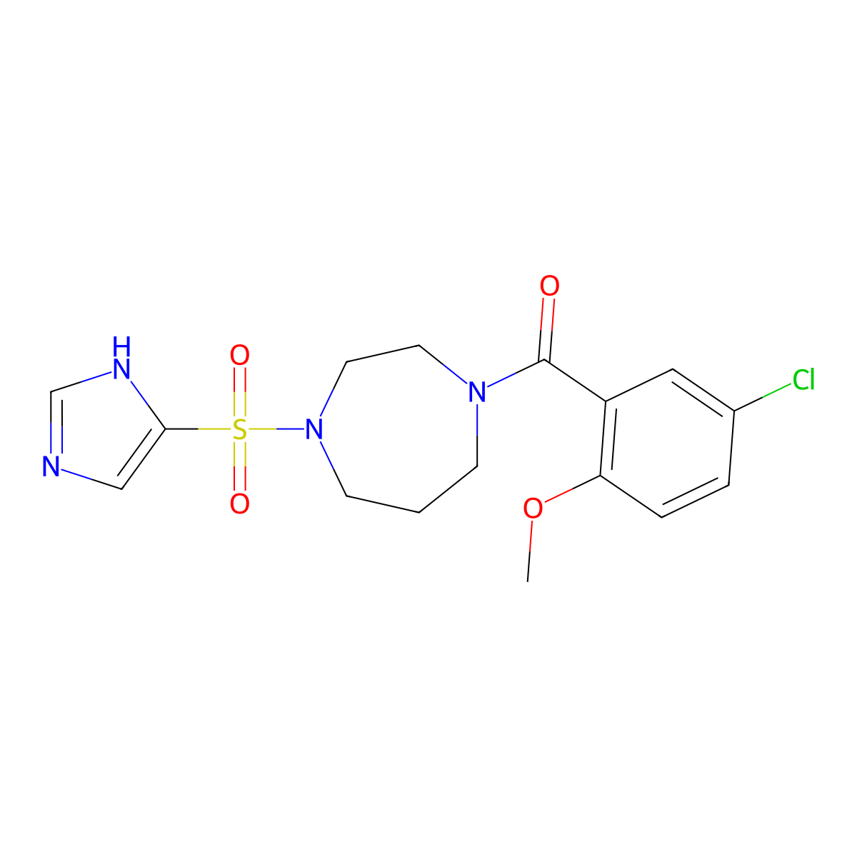 (4-((1H-imidazol-4-yl)sulfonyl)-1,4-diazepan-1-yl)(5-chloro-2-methoxyphenyl)methanone molecular structure, CAS 1903669-65-7