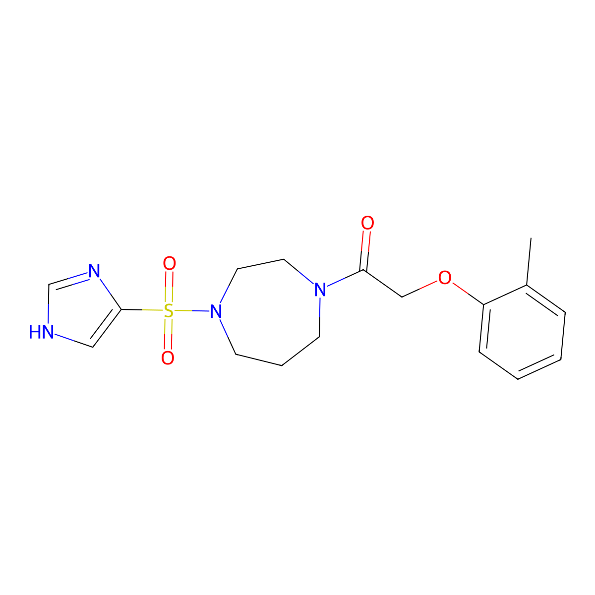 1-(4-((1H-imidazol-4-yl)sulfonyl)-1,4-diazepan-1-yl)-2-(o-tolyloxy)ethanone molecular structure, CAS 1903669-76-0