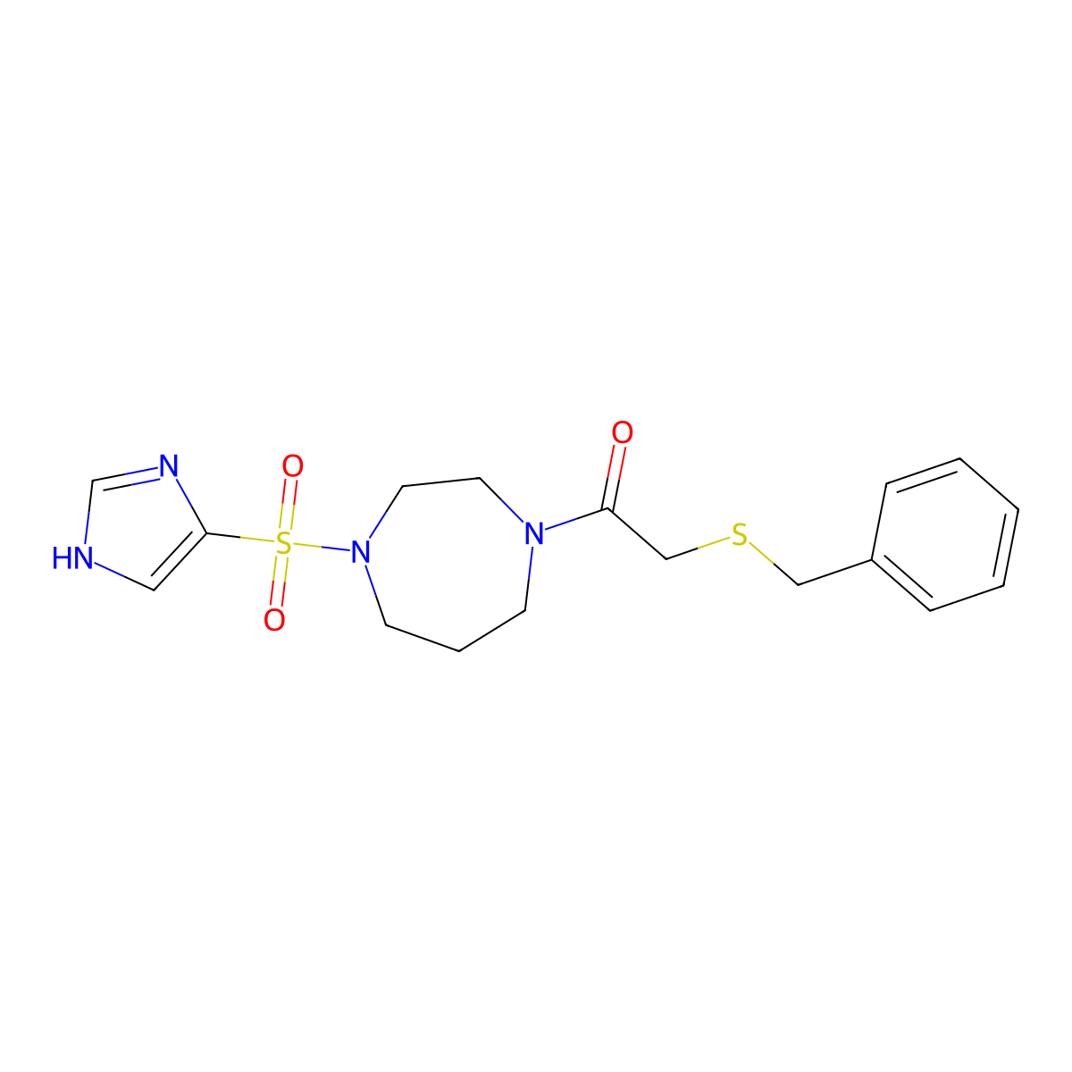 1-(4-((1H-imidazol-4-yl)sulfonyl)-1,4-diazepan-1-yl)-2-(benzylthio)ethanone molecular structure, CAS 1903669-80-6