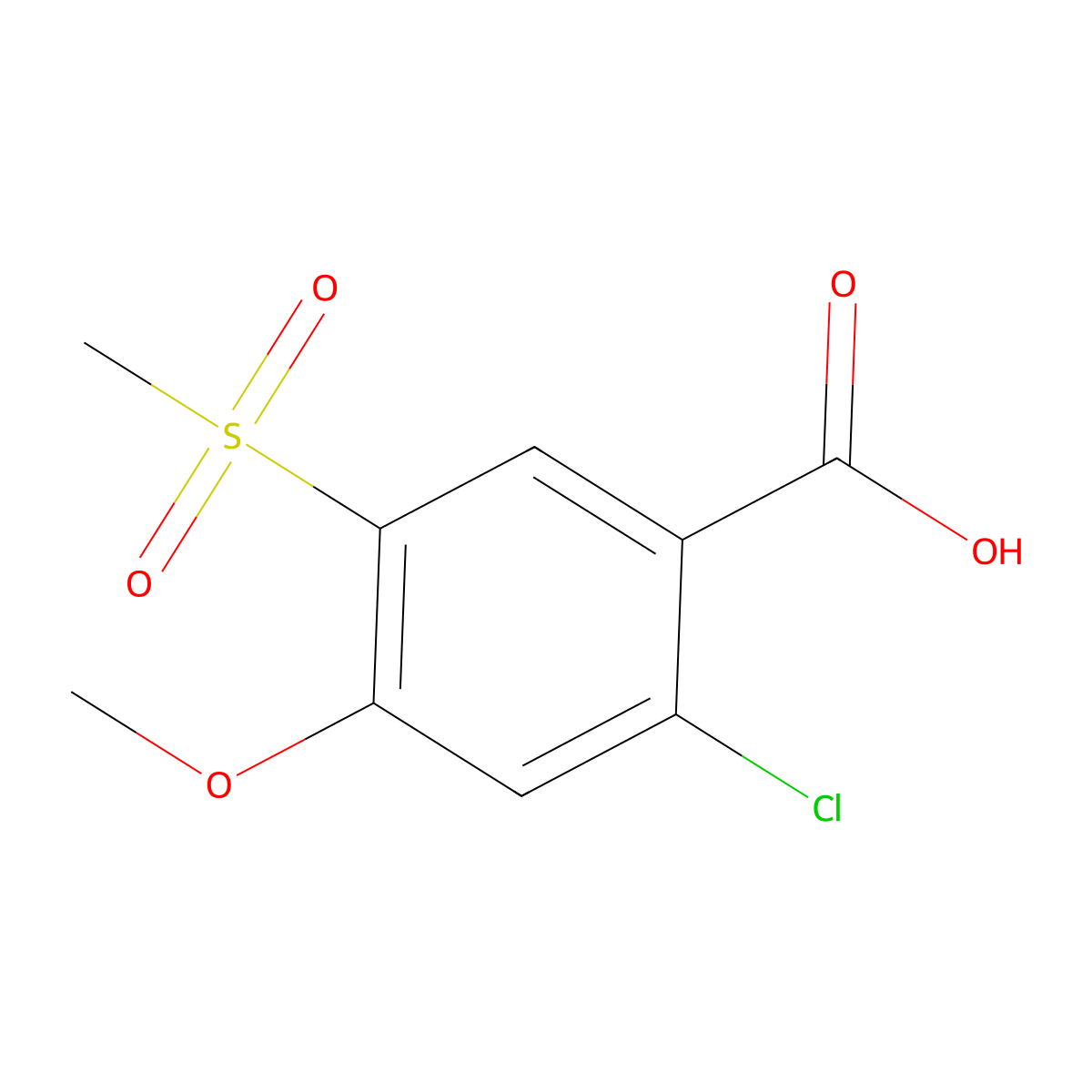 Benzoic acid, 2-chloro-4-methoxy-5-(methylsulfonyl)- molecular structure, CAS 190367-88-5