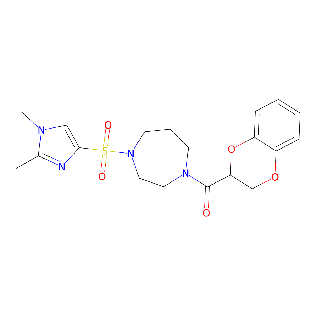 (2,3-dihydrobenzo[b][1,4]dioxin-2-yl)(4-((1,2-dimethyl-1H-imidazol-4-yl)sulfonyl)-1,4-diazepan-1-yl)methanone molecular structure, CAS 1903671-17-9