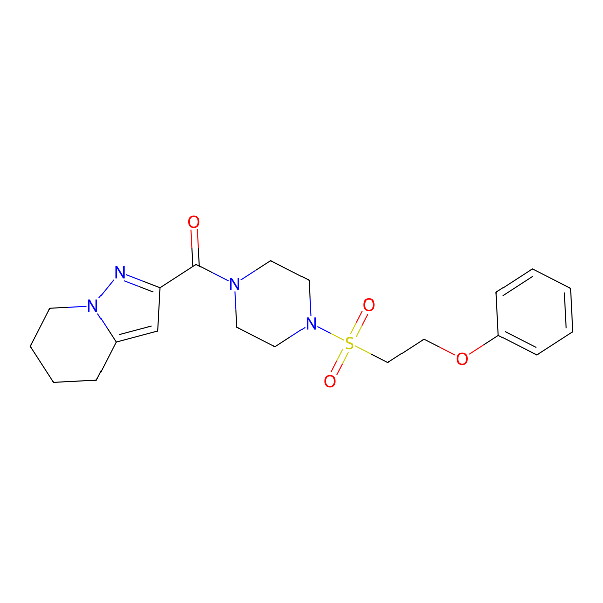 (4-((2-Phenoxyethyl)sulfonyl)piperazin-1-yl)(4,5,6,7-tetrahydropyrazolo[1,5-a]pyridin-2-yl)methanone molecular structure, CAS 1903674-32-7