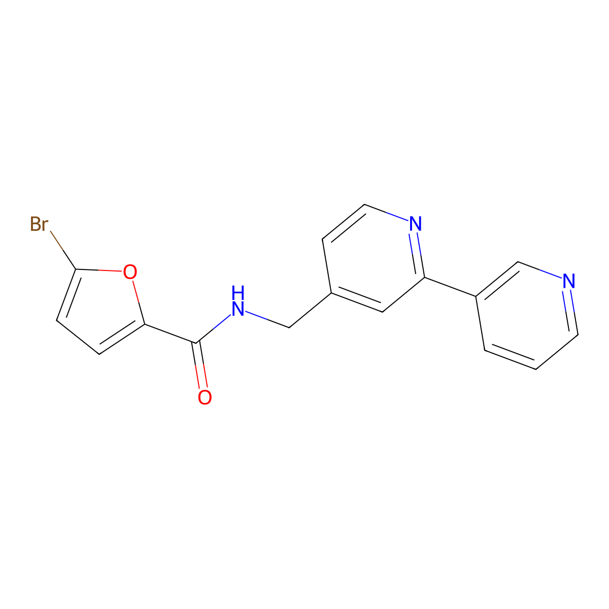 N-({[2,3'-bipyridine]-4-yl}methyl)-5-bromofuran-2-carboxamide molecular structure, CAS 1903677-90-6