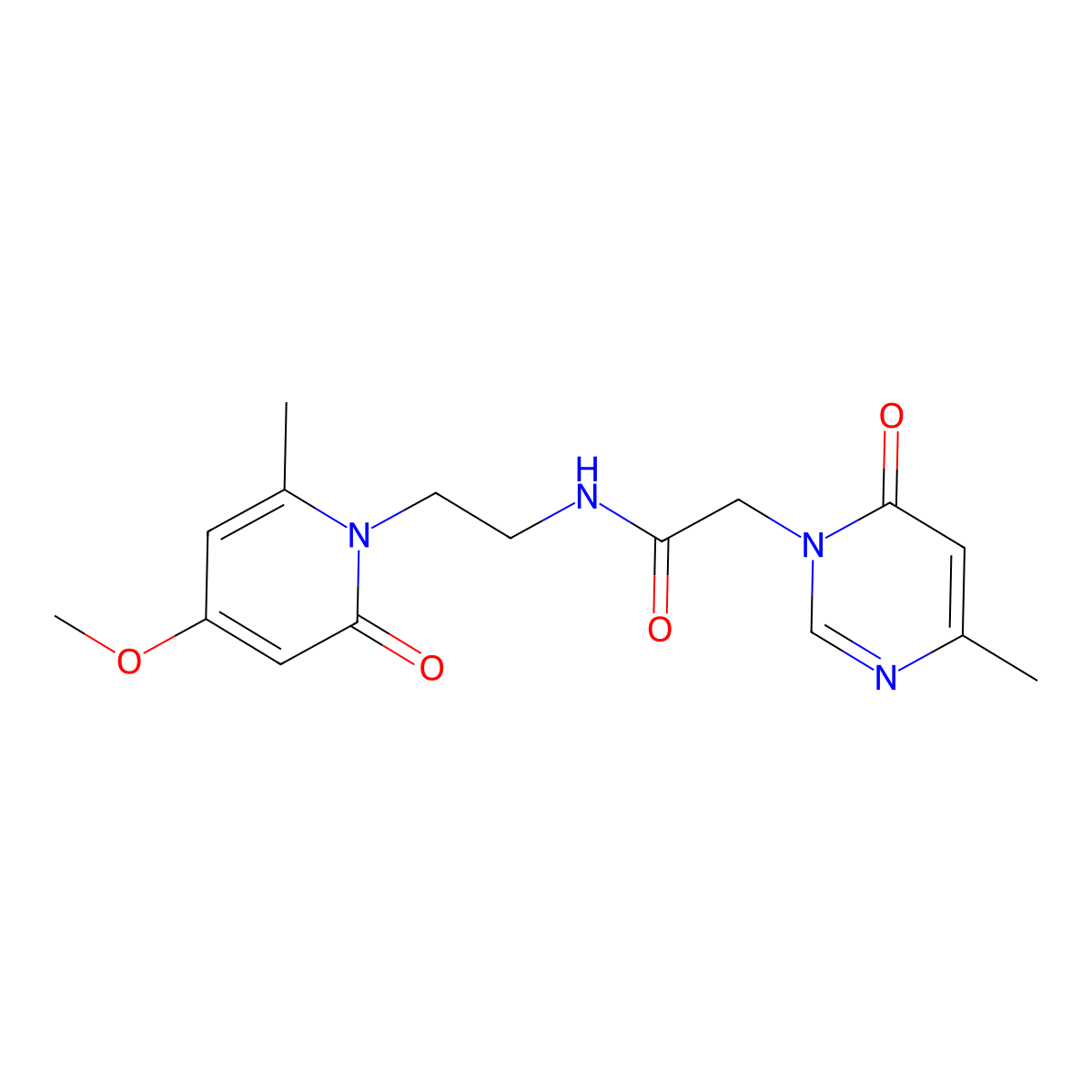 N-(2-(4-methoxy-6-methyl-2-oxopyridin-1(2H)-yl)ethyl)-2-(4-methyl-6-oxopyrimidin-1(6H)-yl)acetamide molecular structure, CAS 1903678-11-4