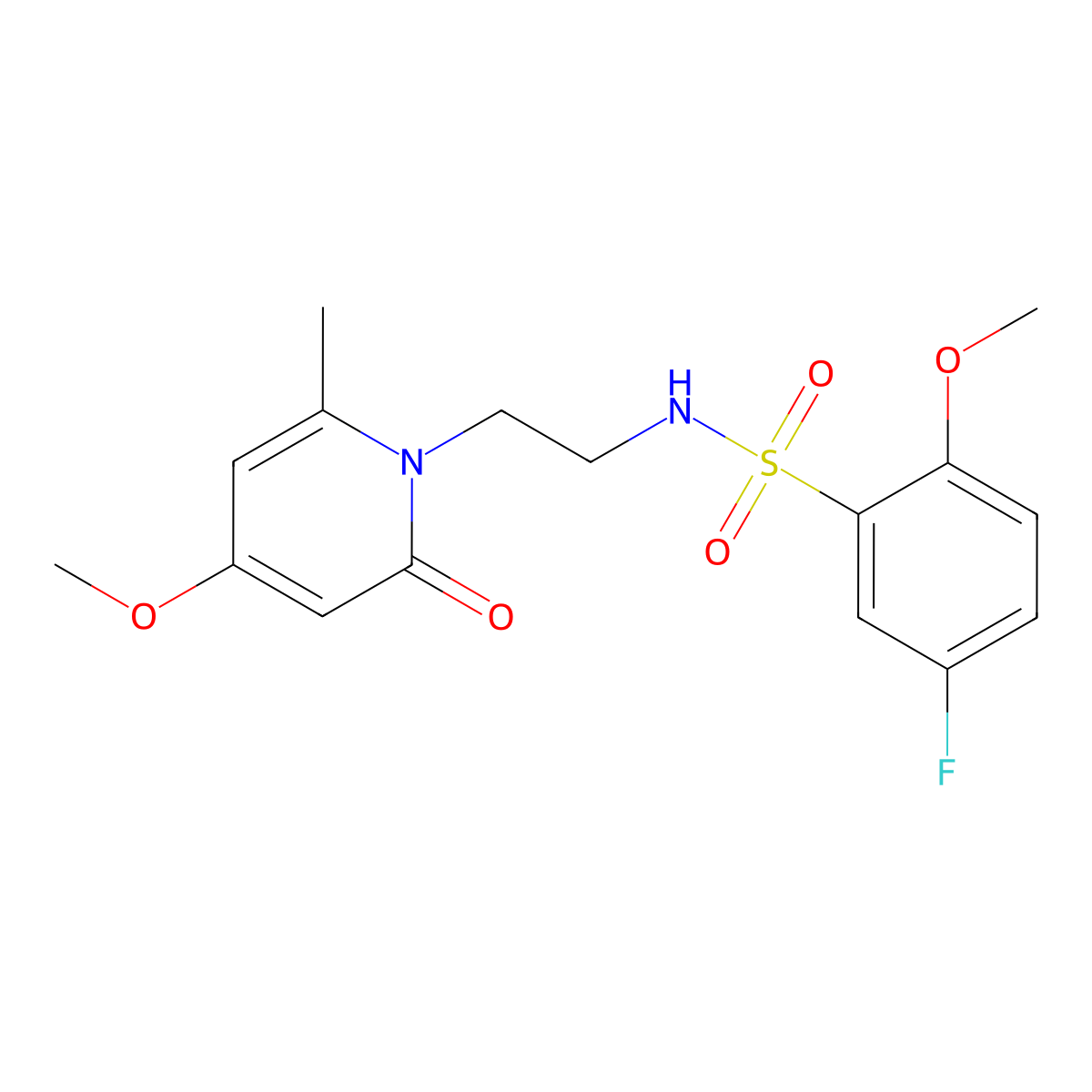 5-fluoro-2-methoxy-N-(2-(4-methoxy-6-methyl-2-oxopyridin-1(2H)-yl)ethyl)benzenesulfonamide molecular structure, CAS 1903678-49-8